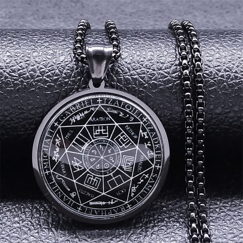 "INS Style" - Herren Edelstahl Halskette mit Talisman Solomon Medaillon