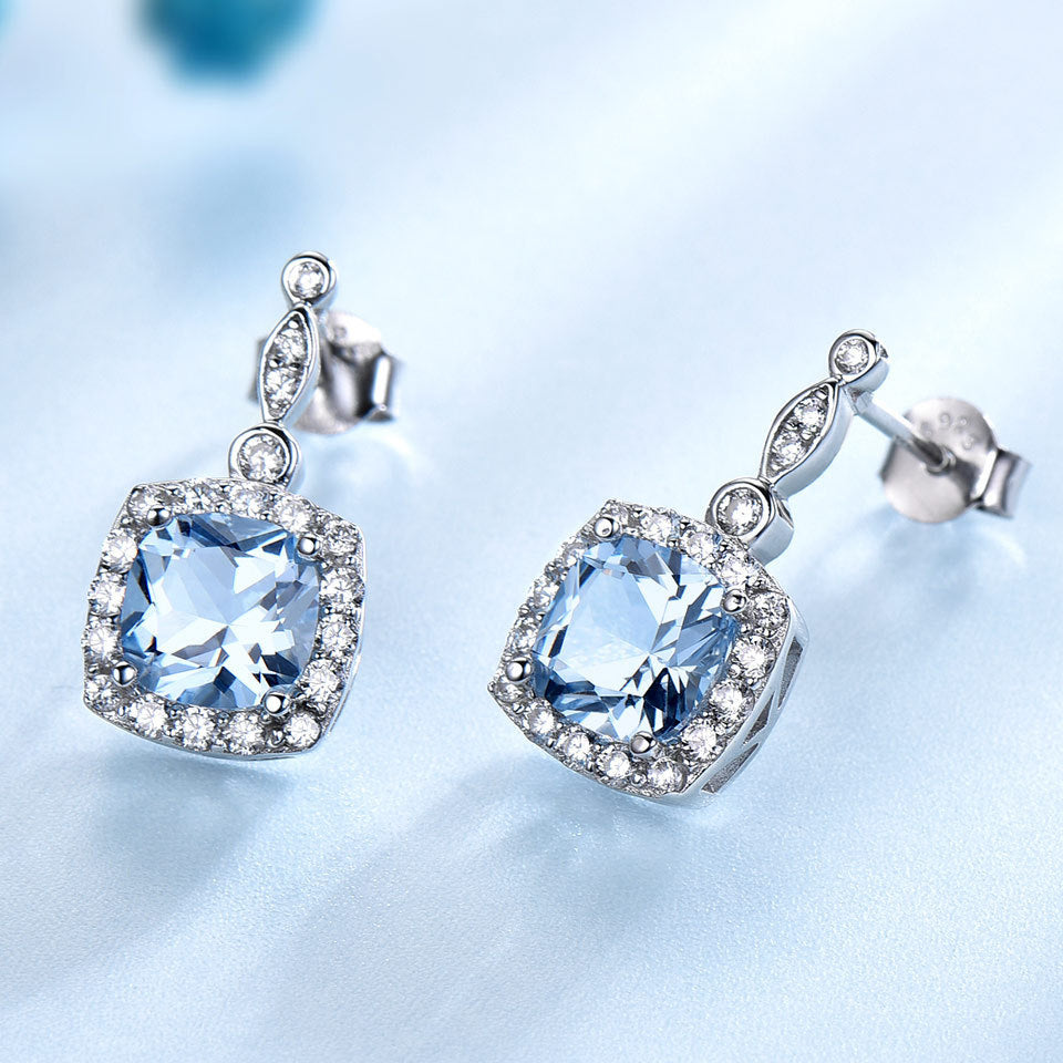 "BlueAura" Set – 4-teiliges Edelstahl-Schmuckset mit hellblauem Stein