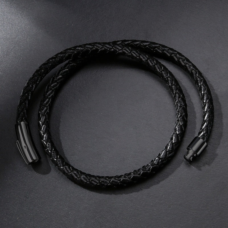 "DualEdge" – Herrenarmband aus Kunstleder & Edelstahl