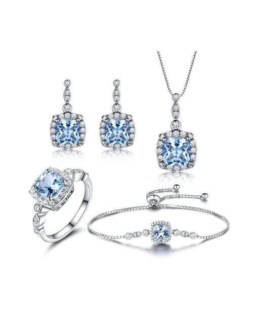 "BlueAura" Set – 4-teiliges Edelstahl-Schmuckset mit hellblauem Stein
