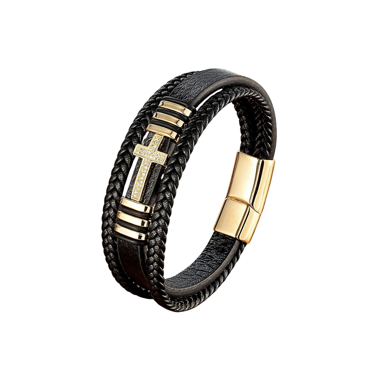 "Valor" – Lederarmband mit Kreuz