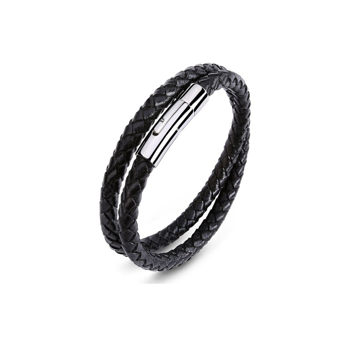 "DualEdge" – Herrenarmband aus Kunstleder & Edelstahl