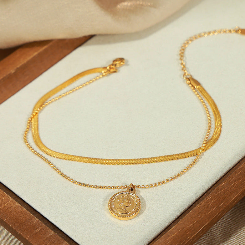 "Golden Coin Elegance"- Fußkettchen aus Titanstahl