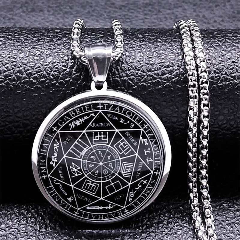 "INS Style" - Herren Edelstahl Halskette mit Talisman Solomon Medaillon