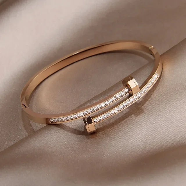 "Luxera" - Crystal Armreif – Edelstahl in Roségold, Gold oder Silber