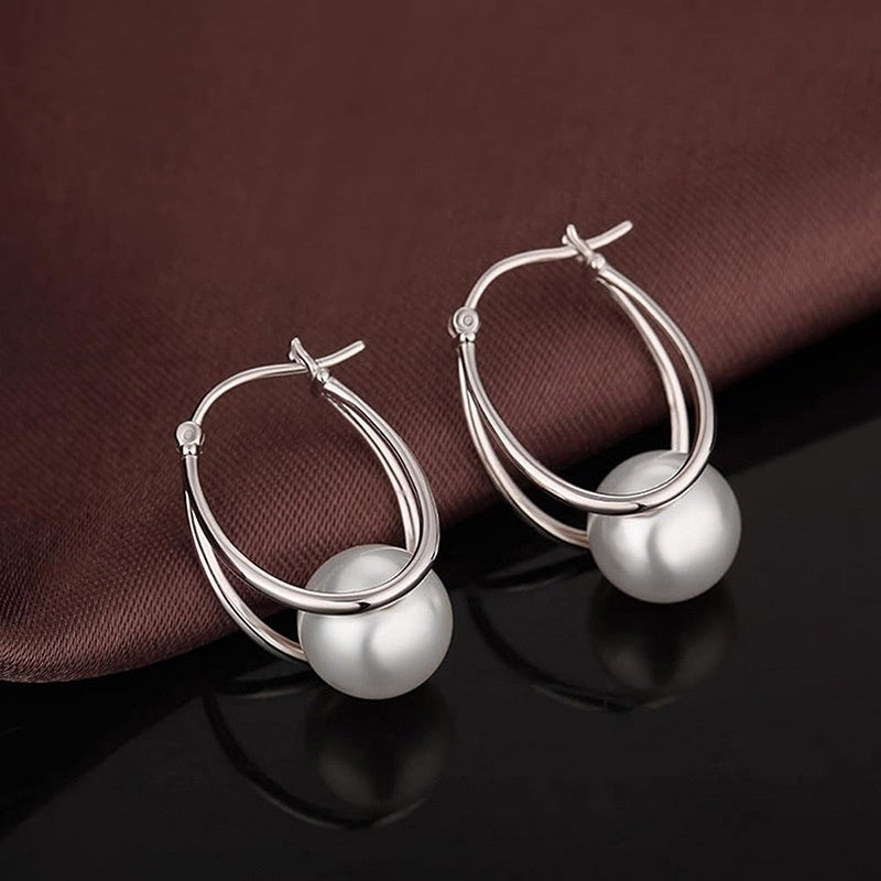 "PerlaNova" – Edelstahl-Ohrringe mit Kunstperle in Silber